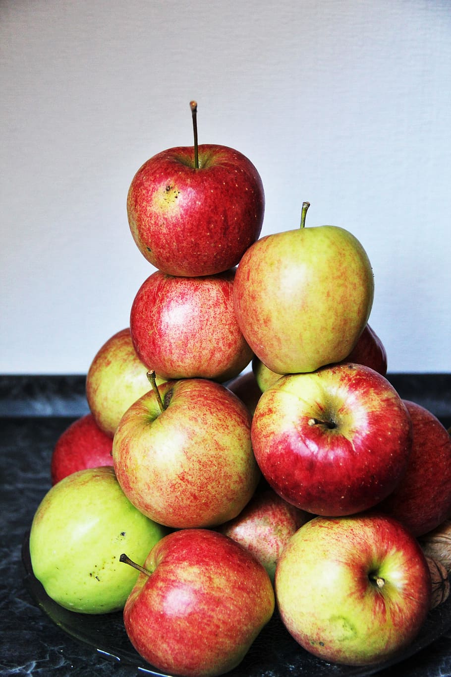 apel, gunung apel, rotbäckig, sehat, kaya vitamin, merah, hijau, makan, lezat, vegetarian