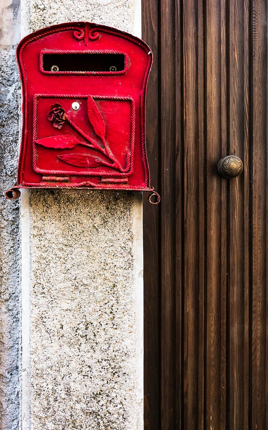 mailbox, post, red, letters, mail, old, old-fashioned, correspondence, wood - Material, mail Slot