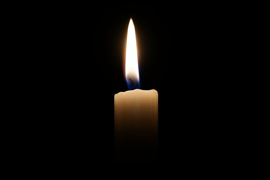 white candle stick, candle, light, candlelight, flame, background, black background, mood, romantic, tauer