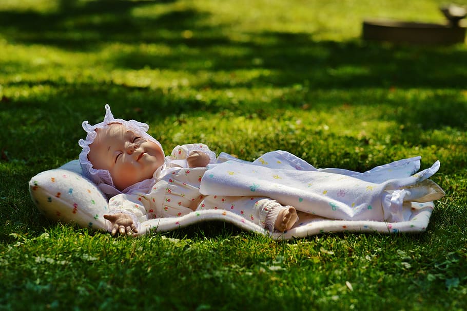 baby doll, lying, mat, outdoor, baby, sleep, eyes closed, peaceful, cute, infant