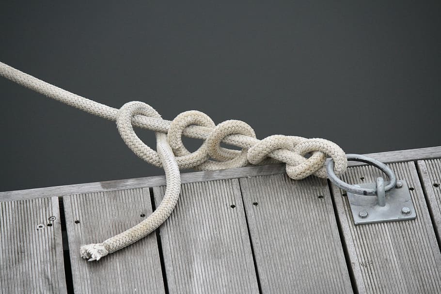 close, white, rope tie, buckle, knot, boat, rope, marine, sail, vessel