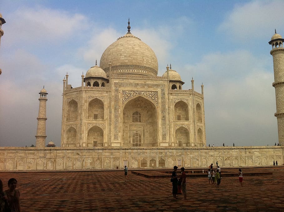taj mahal, india, rajasthan, architecture, built structure, sky, group of people, travel, tourism, travel destinations