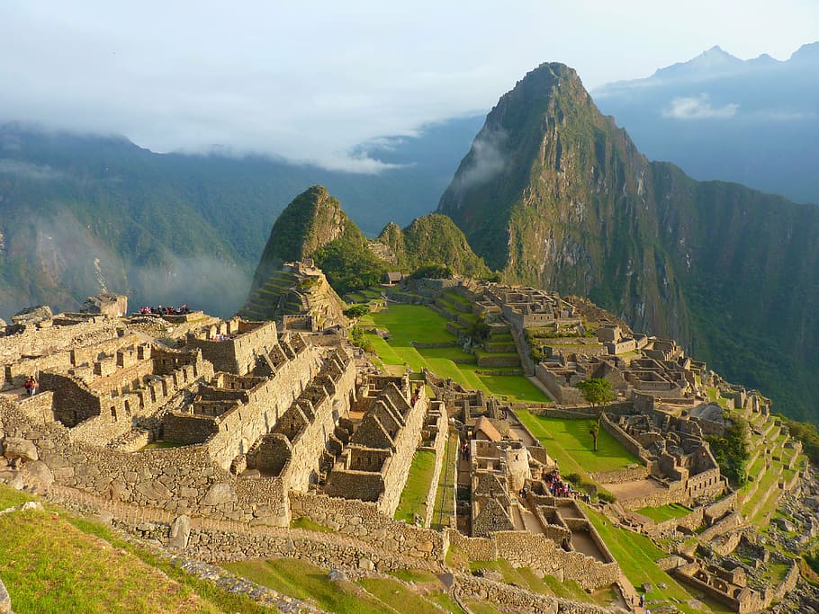 緑の山, マチュピチュ, ペルー, インカ, 観光, 建築, 歴史, 過去, 古代, 古代文明
