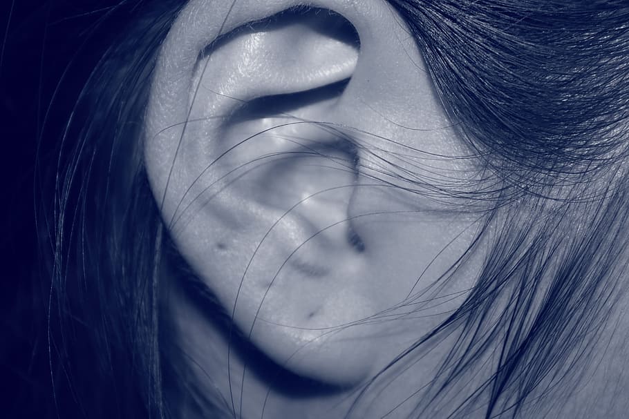 woman's ear, ear, girl, pierced, close-up, female, ear hole, piercing, person, one person