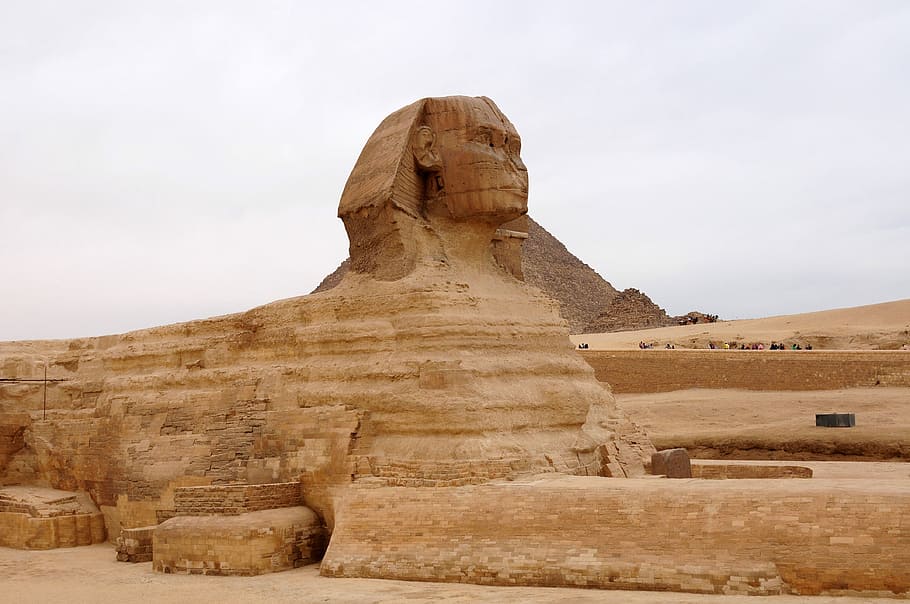 great, sphinx, giza, Great Sphinx of Giza, Egypt, photos, great sphinx, landmark, public domain, statue