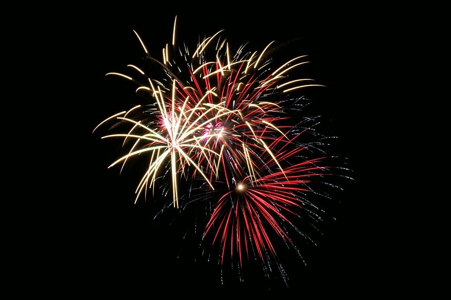 fogos de artifício, 4, explodir, julho, americano, brilhar, comemorar, patriótico, festa, feriado
