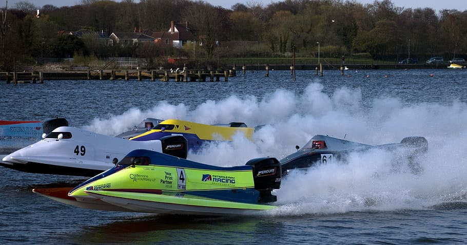 powerboats, oulton broad, summer, speed, water, transportation, nautical vessel, motion, mode of transportation, nature