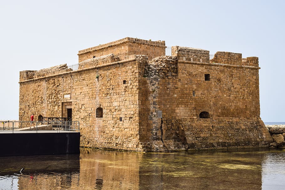 Cyprus, Paphos, Castle, Fortress, paphos, castle, history, historic, landmark, architecture, reflection