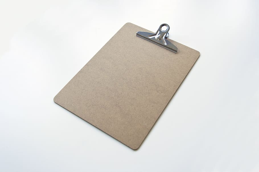 brown clipboard, clipboard, clip, business, document, list, office, note, design, form