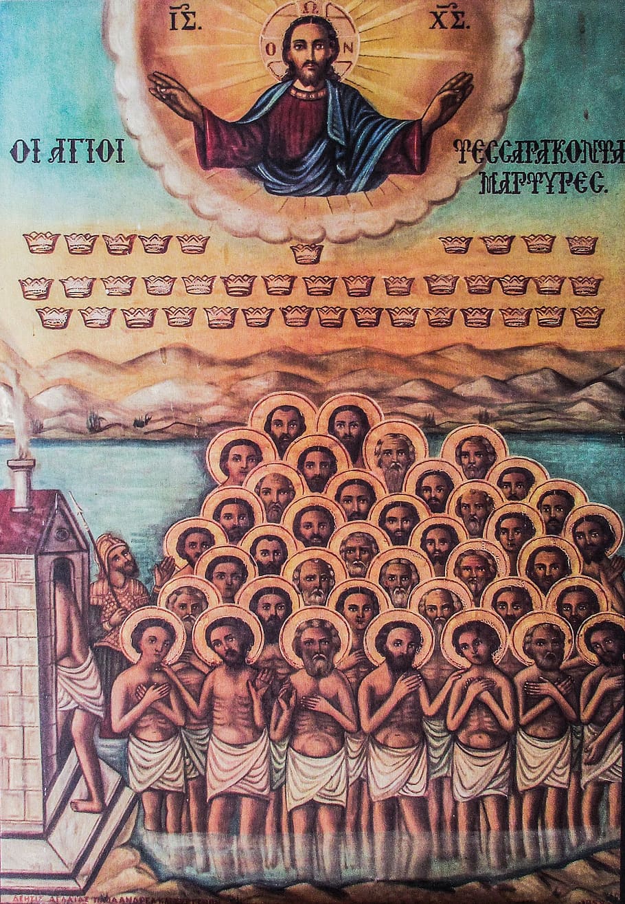 icono, santo cuarenta mártires, chipre, paralimni, ayii saranta, cueva, capilla, religión, ortodoxa, turismo