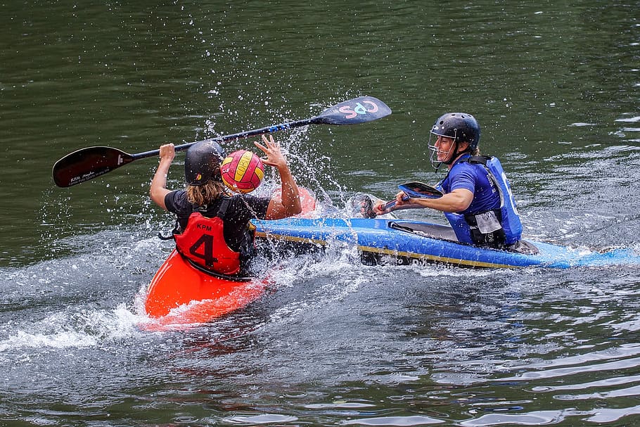 canoe polo, bundesliga, ladies, canoeing, water sports, ball game, paddle, woman, water, activity