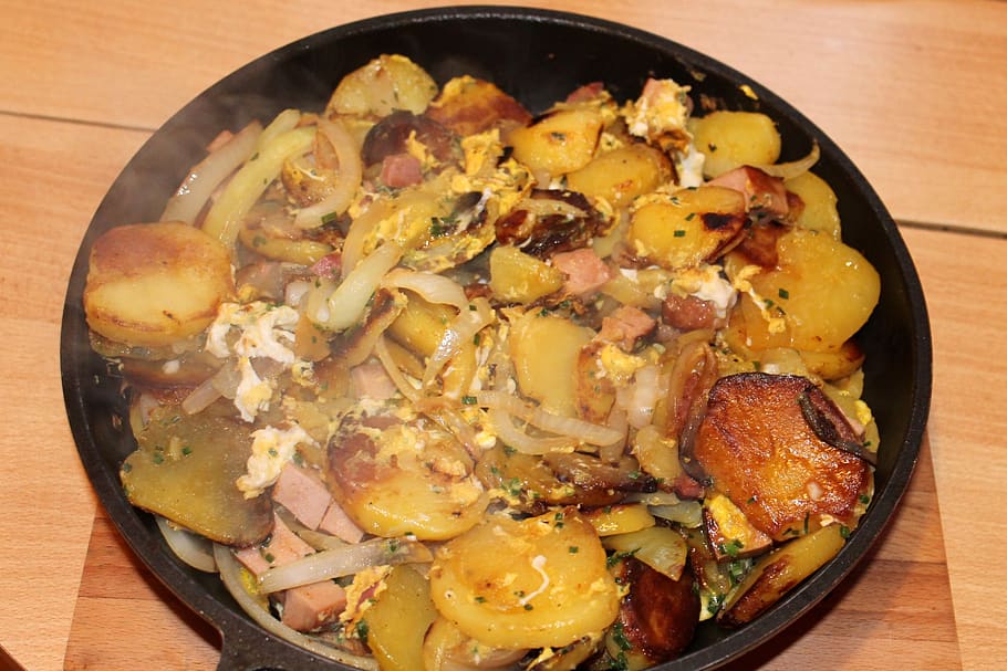 fried potatoes, eat, potato, meal, food, food and drink, healthy eating, freshness, ready-to-eat, wellbeing