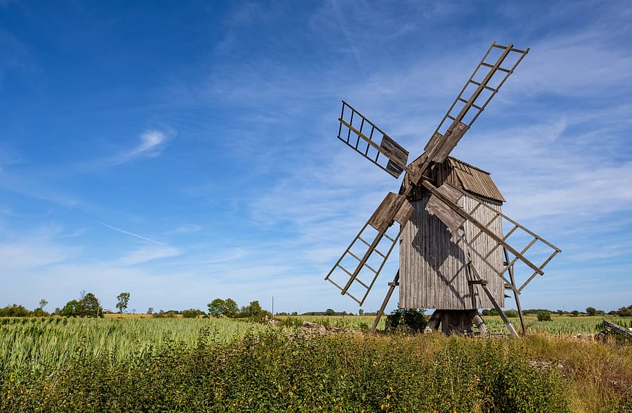 windmill, mill, wind power, building, architecture, sweden, öland, scandinavia, environmental conservation, alternative energy