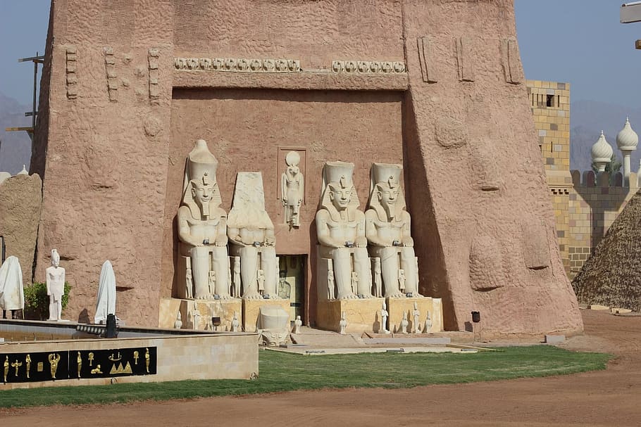 templo egipcio, sitio histórico, estructura, terreno, sitio arqueológico, estructura al aire libre, templo funerario, historia antigua, fachada, techo