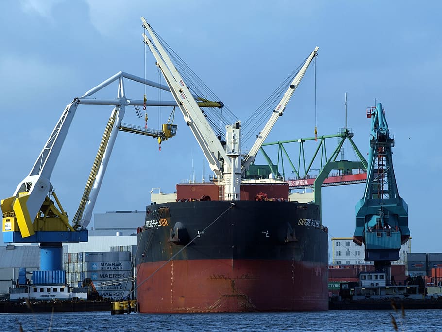 Load, Crane, Harbour, load crane, harbour crane, boat crane, frachtschiff, freighter, amsterdam, ozeanriese
