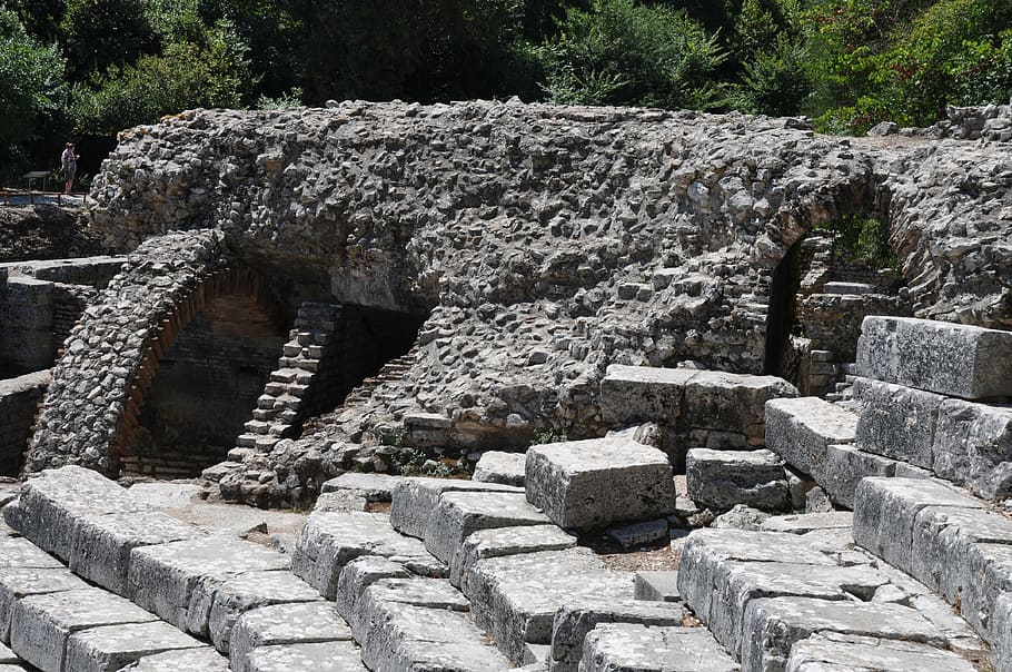 albania, parque nacional de butrint, ruinas, piedras, unesco, arqueología, fortificación, santuario, sólido, arquitectura