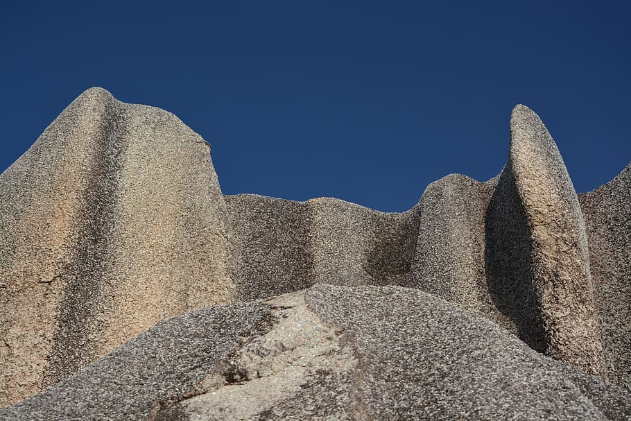 sky, stones, blue, nature, rock, stone figure, structure, seychelles, background, structures