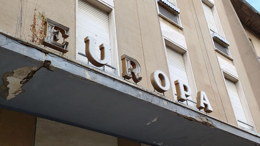 europe, eu, collapse, broken, european, hotel, lettering, outlet, ruined, architecture