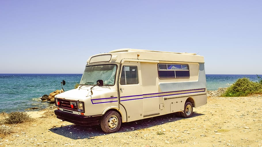 Caravan, Beach, Retro, Vehicle, Old, aged, vintage, camping, transportation, sea