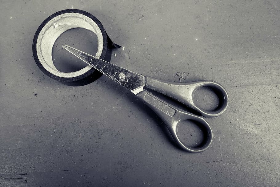 scissors, tape, tool, cut, mask, cut off, metal, work tool, steel, hygiene