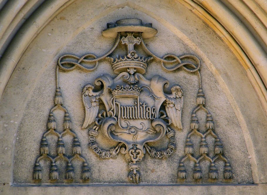 mother der borromäerinnen, Nancy, coat of arms, crest of st, karl borromäus, architecture, church, europe, day, bas relief