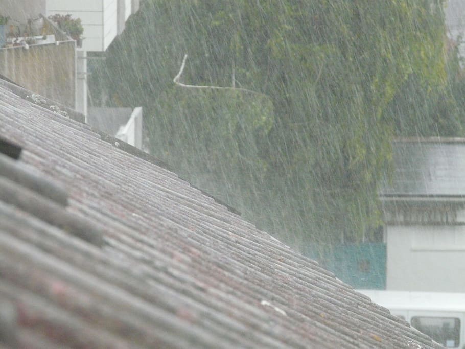 downpour, roof, shiver, rainstorm, rain, wet, water, raindrop, bad water, trist