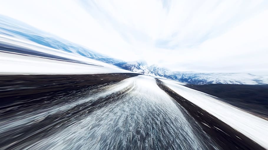 Scenery, Background, Speed, the scenery, snow and ice, snow, dazzle the eye, road, white cloud, sky