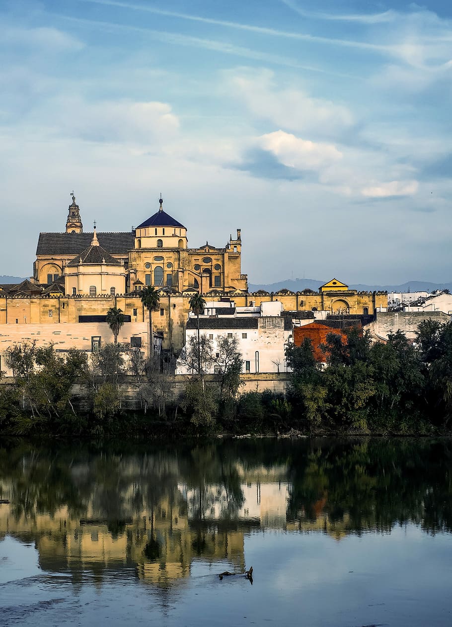 Córdoba, Ana Lucía, España, río, Ribera, reflexión, pato, edificio, mezquita, verano