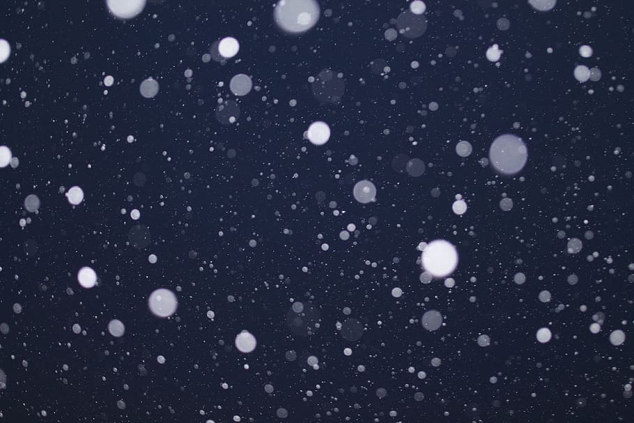 bokeh photo, night, snow, bokeh, snowflakes, blurred, falling, winter, cold, season