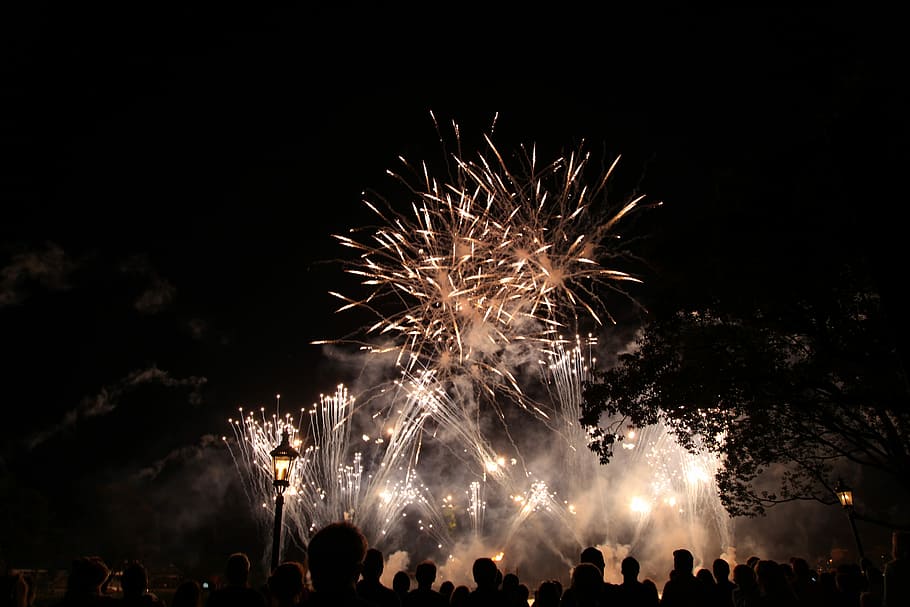 fireworks display, nighttime, Fireworks, People, Crowd, July 4Th, event, celebration, celebrate, night