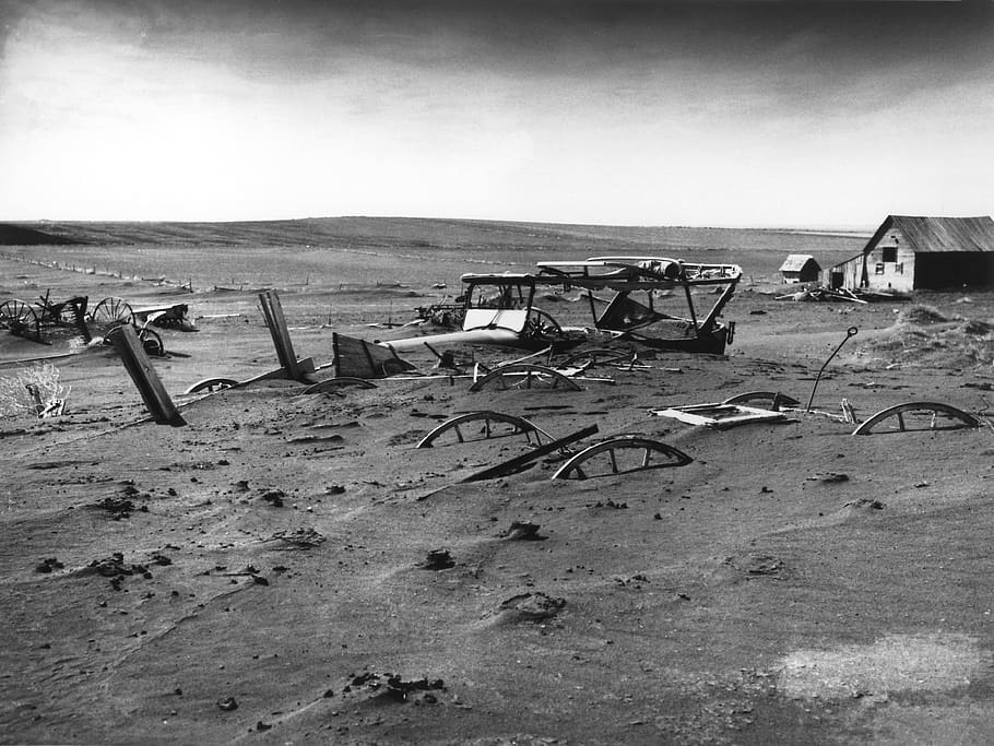 enterrado, devastado, devastação, tempestade de areia, tigela de poeira, dallas, Dakota do Sul, intemperizado, abandonado, cidade fantasma