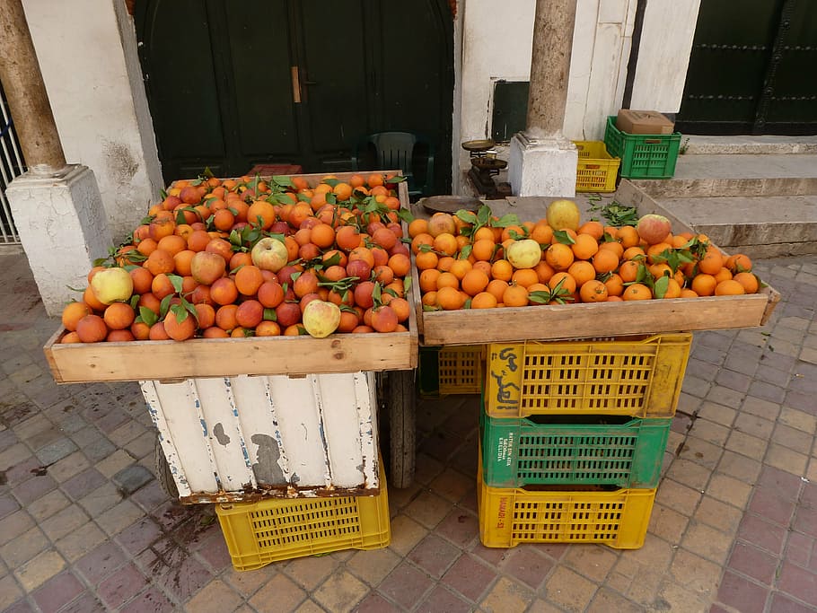 naranjas, cajas, puesto, comida, alimentación saludable, fruta, comida y bebida, naranja, frescura, naranja - fruta