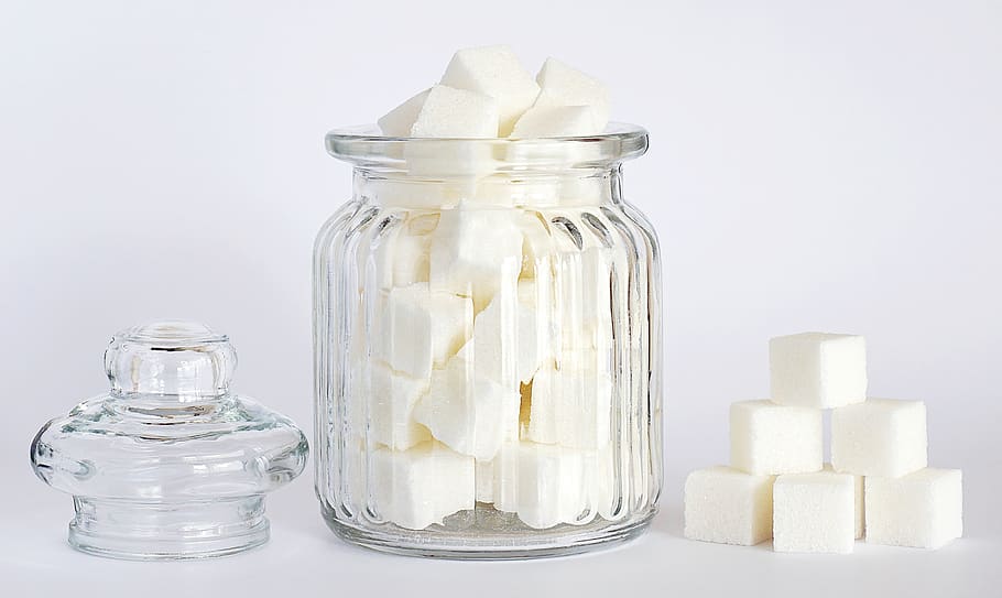 sugar, cubes, sweet, food, ingredients, jar, isolated, food and drink, container, studio shot