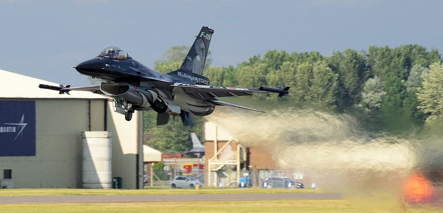 f16, riat, belgian air force, viper, takeoff, jet, airplane, plane, military, flying