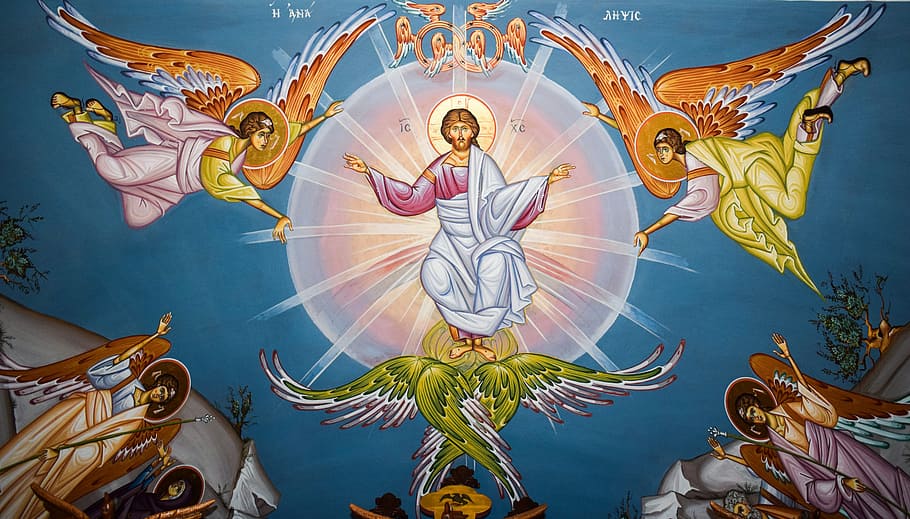 ascension, christ, Ascension Of Christ, Iconography, painting, church, orthodox, religion, christianity, cyprus