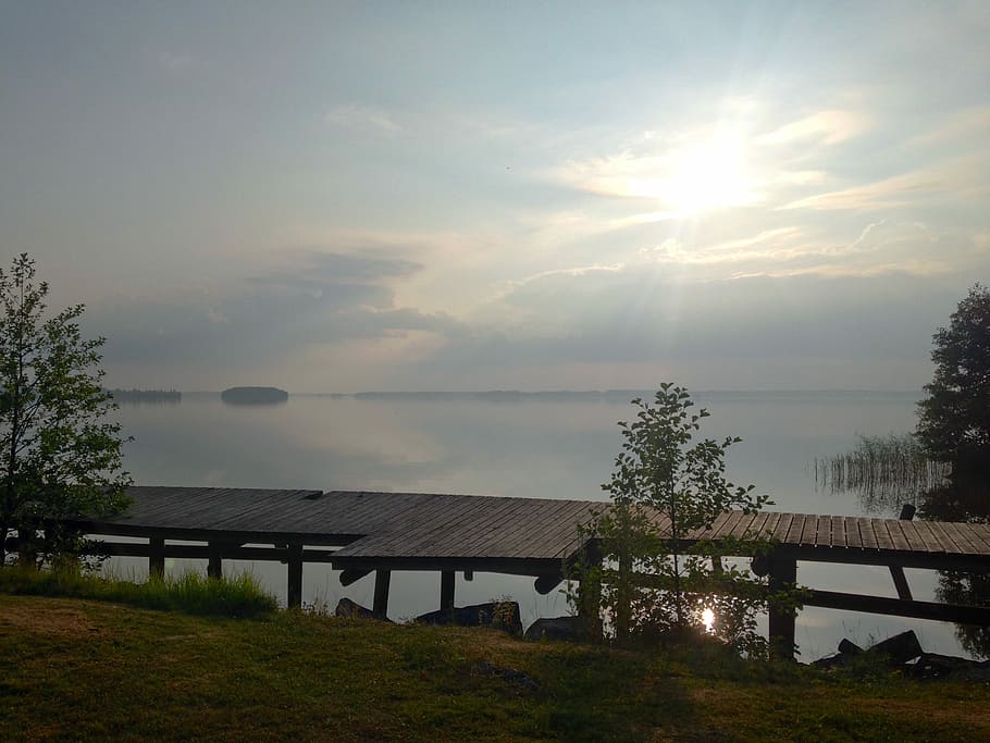 Finland, Lake, Shine, Sun, summer, europe, water, reflection, sky, misty