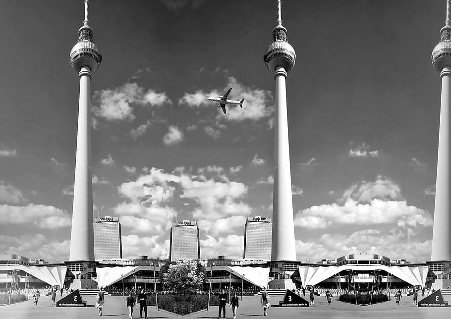 berlin, tower, tv tower, architecture, square, park, landscape, tourism, europe, sky