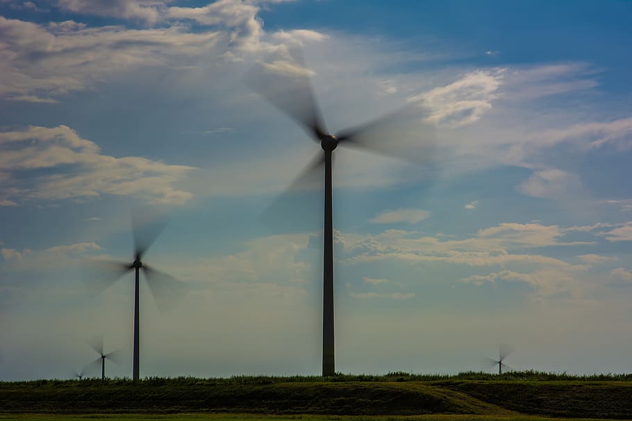 moinhos de vento, céu, rural, turbina, turbina eólica, conservação ambiental, energia renovável, combustível e geração de energia, meio ambiente, energia alternativa