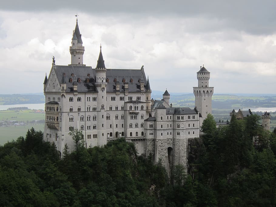 Castelo de neuschwanstein, alemanha, castelo, europa, marco, torre, baviera, medieval, romântico, neuschwanstein