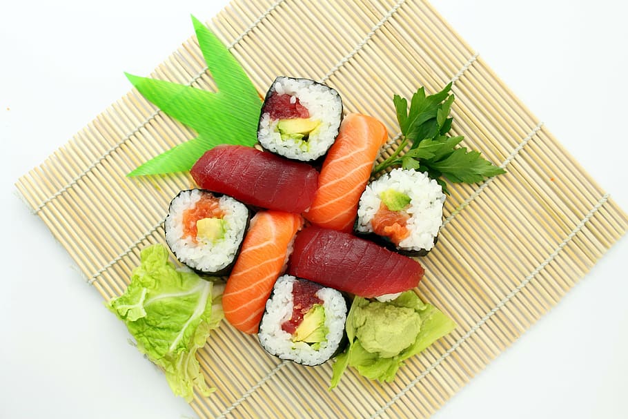 sushi, hijau, sayur, jepang, lezat, asia, makanan, enak, makanan jepang, sashimi