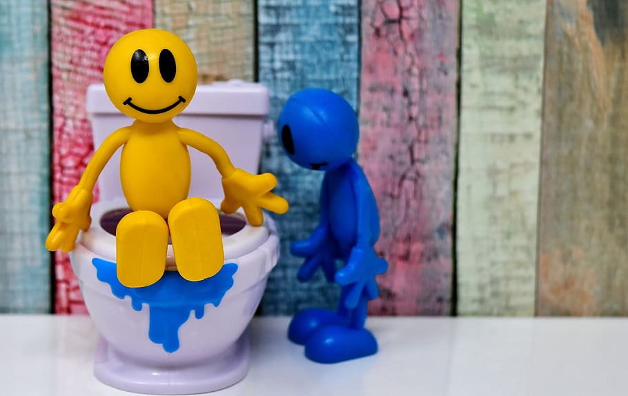 yellow, white, figure, surface, toilet, smiley, loo, cute, funny, wc