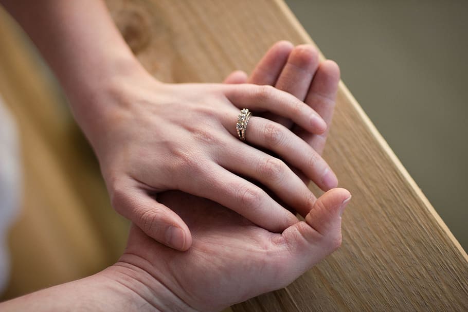 person, putting, hand, another, people, man, woman, hands, wedding, married