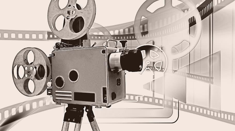 gray, reel-to-reel projector, background, camera, film, demonstration, projector, movie projector, cinema, filmstrip