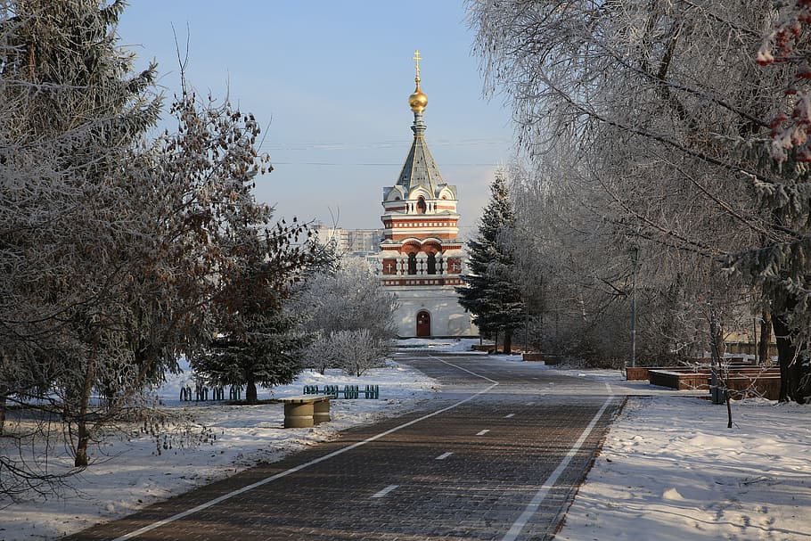 Russia, Siberia, Omsk, Winter, western siberia, church, architecture, cold, frost, frosty city