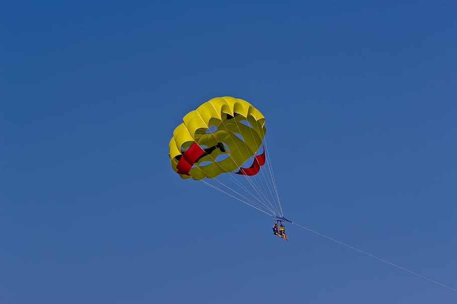 Parasailing, Fly, Parachute, Sky, Blue, sky, blue, drag, pull up, sport, personal