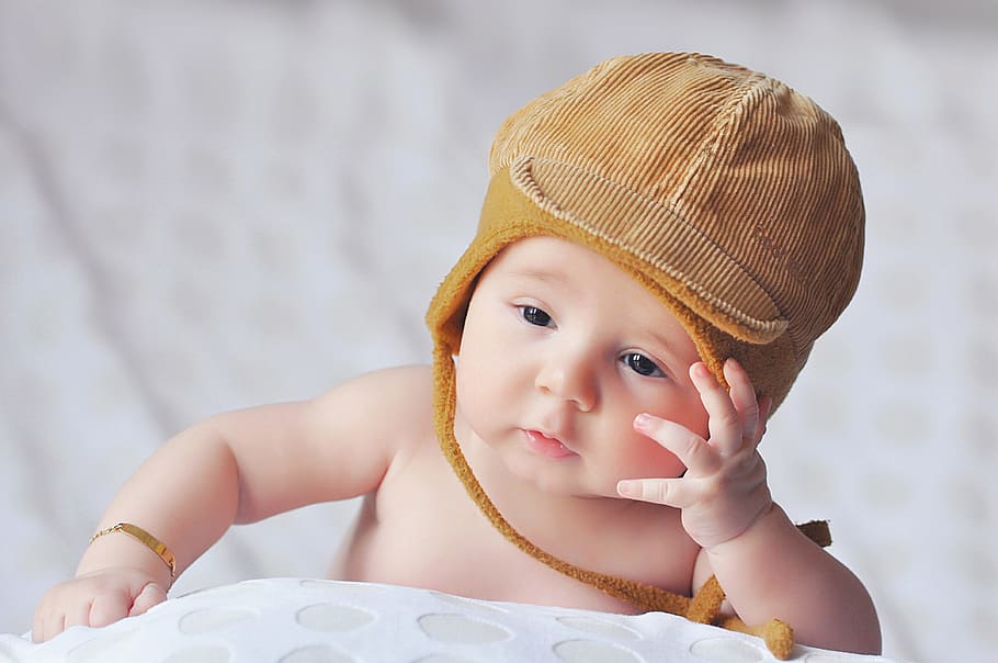 young, baby, wearing, hat, people, boy, child, children, family, kid