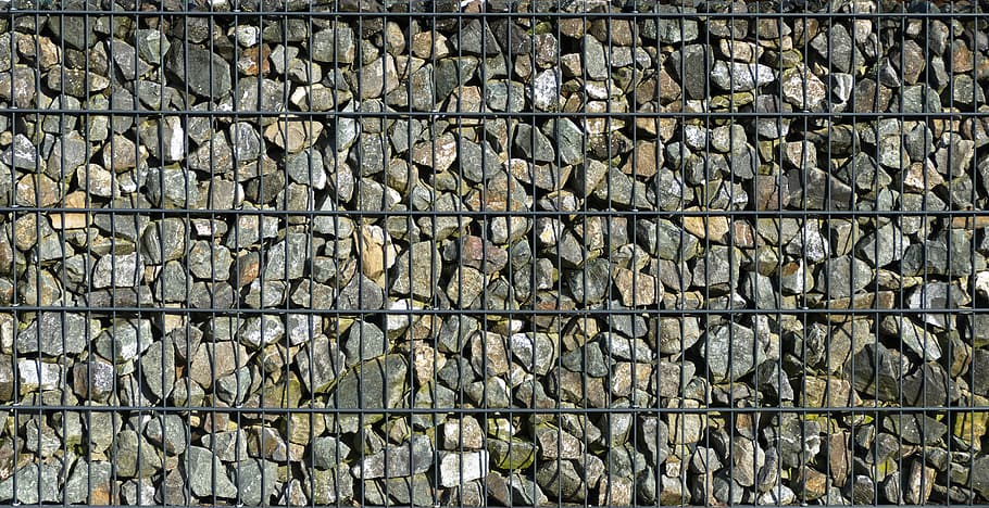 gabion, stones, gravel, wire rack, wall, demarcation, fixing, pattern, background, texture