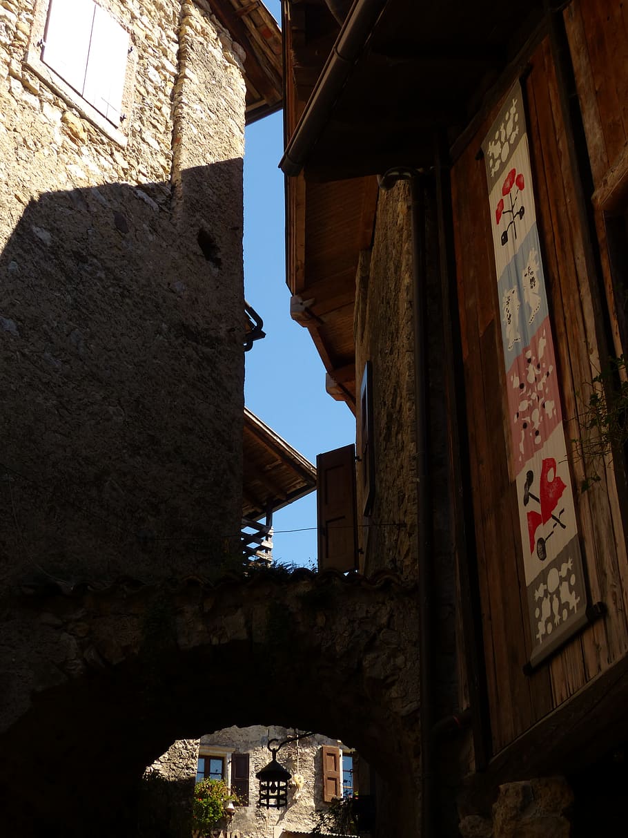 Alley, Houses, Gorge, Medieval, Village, houses gorge, medieval village, canale di tenno, tenno, italy