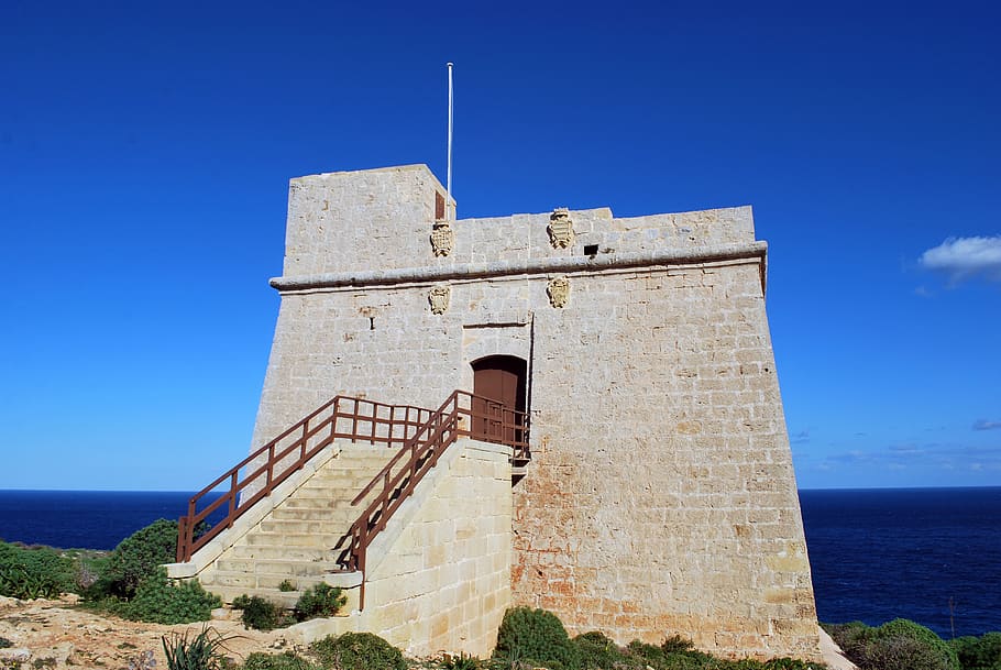 torre, gozo, malta, mirando, arquitectura, fortaleza, viajes, europa, antiguo, pared