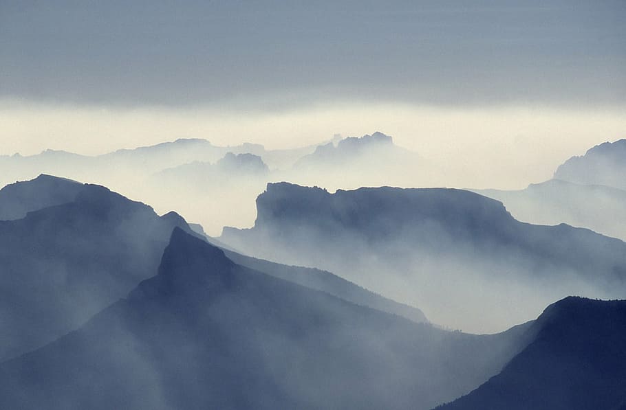 foggy, mountains, white, sky, smoke, fires, absarokas mountains, yellowstone national park, montana, usa